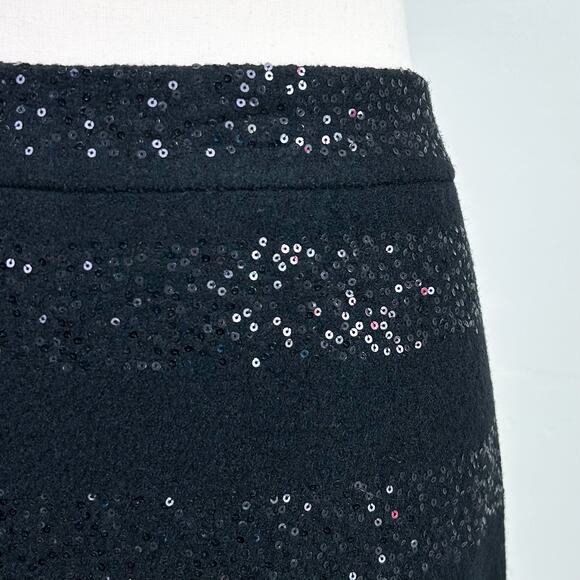 Ann Taylor LOFT Black Sequin Wool Blend Mini Skirt - Picture 2 of 8